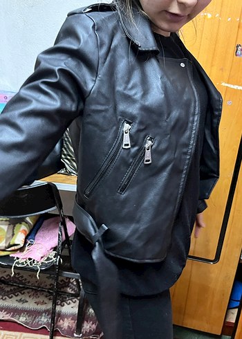 Siyah Deri ceket - Görsel 6