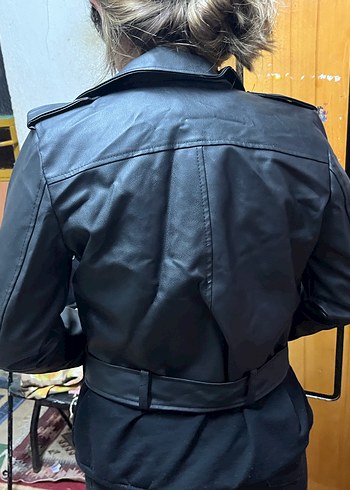 Siyah Deri ceket - Görsel 9