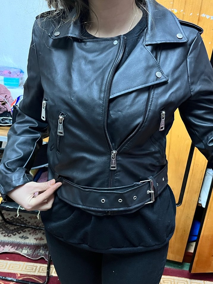 Siyah Deri ceket - Görsel 2