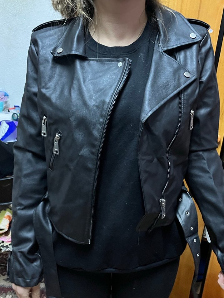 Siyah Deri ceket - Görsel 5