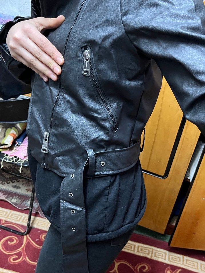 Siyah Deri ceket - Görsel 4