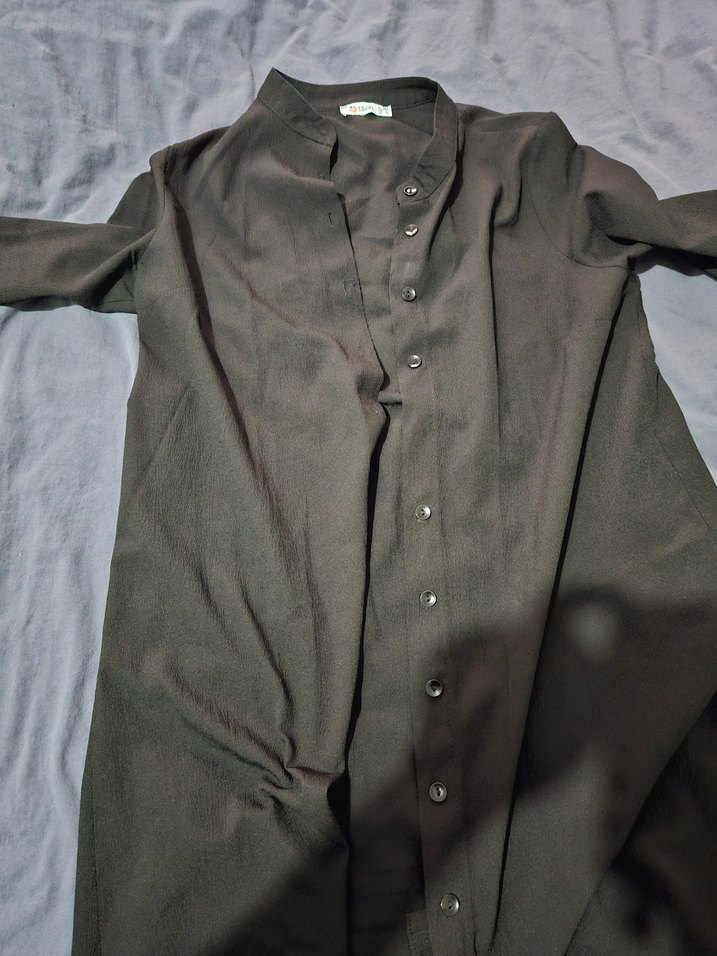 Düğmeli Siyah Uzun Gömlek Tunik 40 Beden - Görsel 2