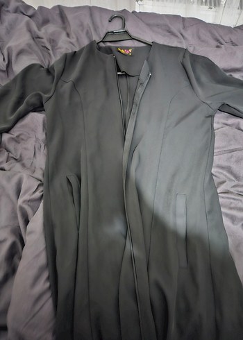 Siyah Drapeli Uzun Kadın Ferace/Tunik/Kap/Pardesü 38Beden - Görsel 4