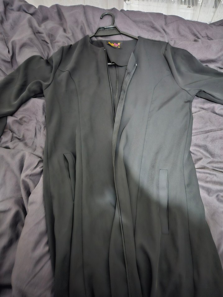 Siyah Drapeli Uzun Kadın Ferace/Tunik/Kap/Pardesü 38Beden - Görsel 4