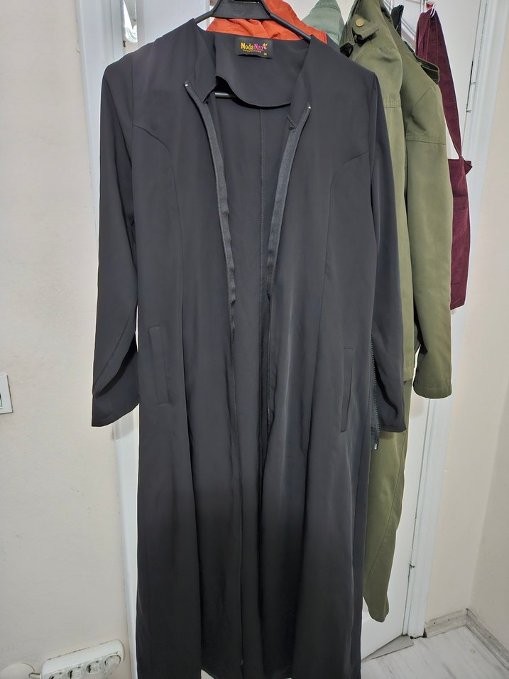 Siyah Drapeli Uzun Kadın Ferace/Tunik/Kap/Pardesü 38Beden - Görsel 2