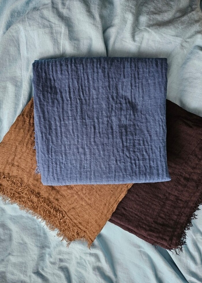 Üçlü Pamuk Şal (Petrol Mavisi, Haki, Siyah) Fresh Scarfs  - Görsel 2