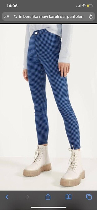 Bershka mavi kareli jean xxs