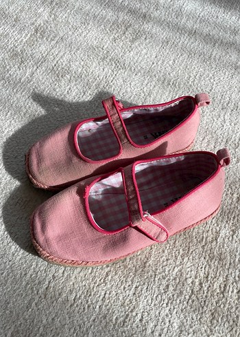 Kız Çocuk Keten Pembe Babet - Görsel 4