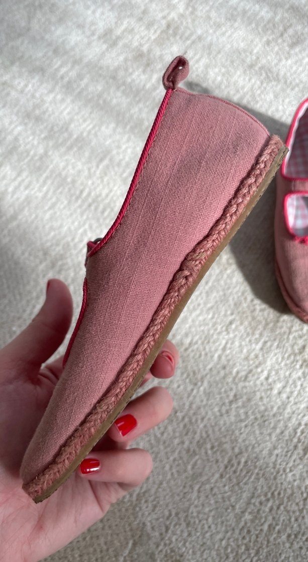 Kız Çocuk Keten Pembe Babet - Görsel 2