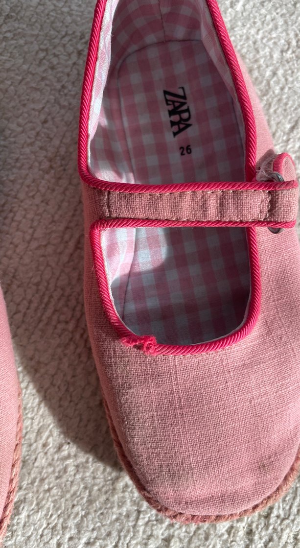 Kız Çocuk Keten Pembe Babet - Görsel 3