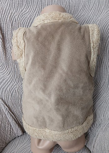 Kız Çocuk Bej Kürklü Bohem Yelek - Görsel 2