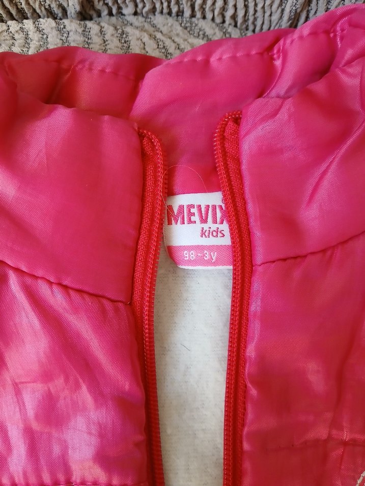 Kız Çocuk Pembe Fermuarlı Yelek - Görsel 3