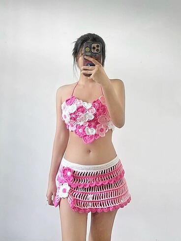 twice/ le sserafim crochet kalp crop top