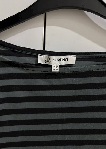 Gri siyah Çizgili kolları geniş bady - Görsel 3