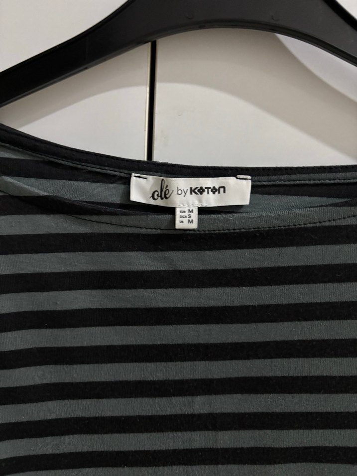 Gri siyah Çizgili kolları geniş bady - Görsel 3
