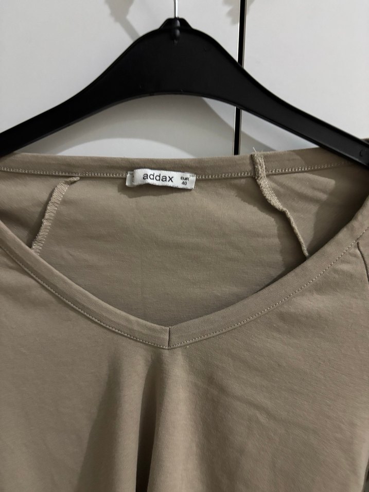 Bej V Yaka Uzun Kollu Kadın Bluz - Görsel 4