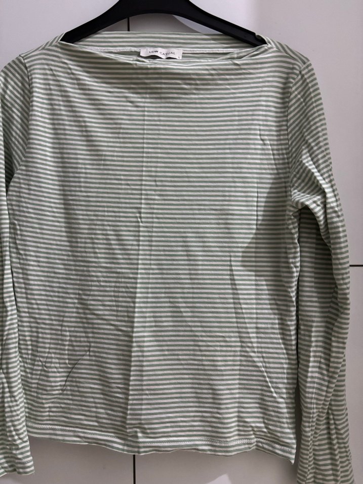 Yeşil beyaz Çizgili Uzun Kollu Kadın Bluz - Görsel 2