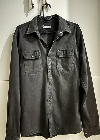 Siyah Denim Uzun Kollu Erkek Gömlek - Görsel 4