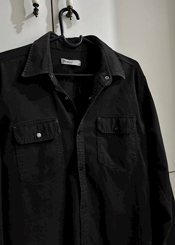 Siyah Denim Uzun Kollu Erkek Gömlek - Görsel 5