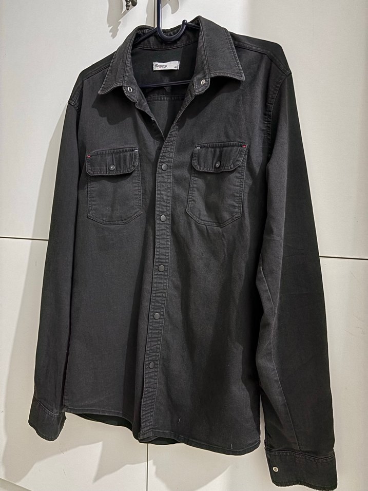 Siyah Denim Uzun Kollu Erkek Gömlek - Görsel 3