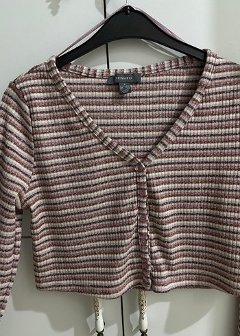 V Yaka çizgili baody hırka - Görsel 4