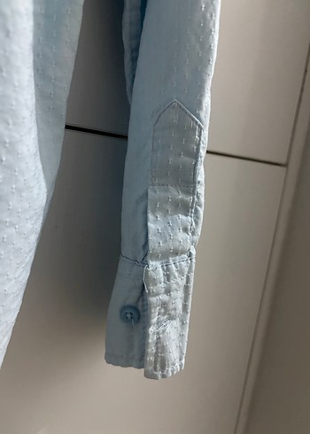 Buz mavi Erkek Keten Uzun Kollu Gömlek - Görsel 5