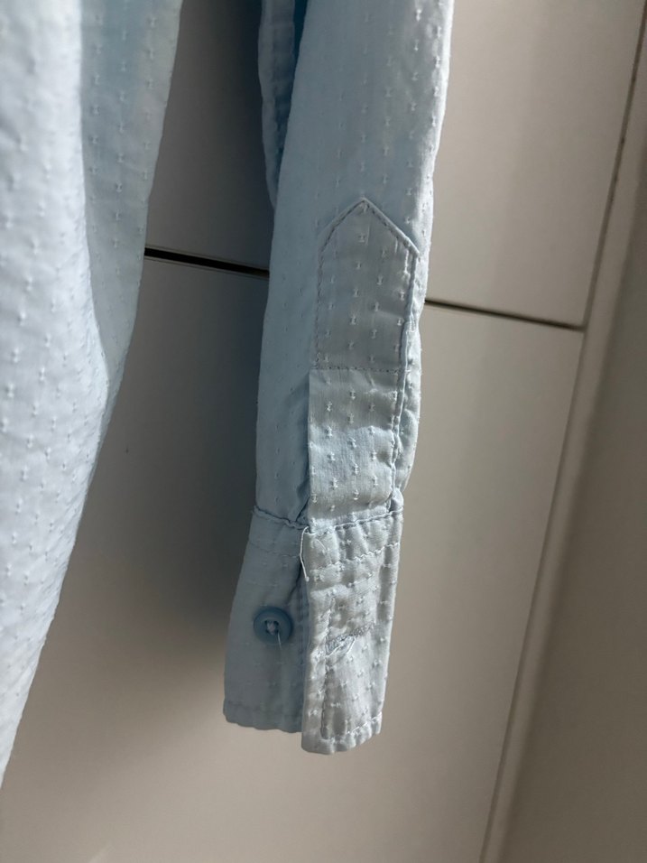 Buz mavi Erkek Keten Uzun Kollu Gömlek - Görsel 5