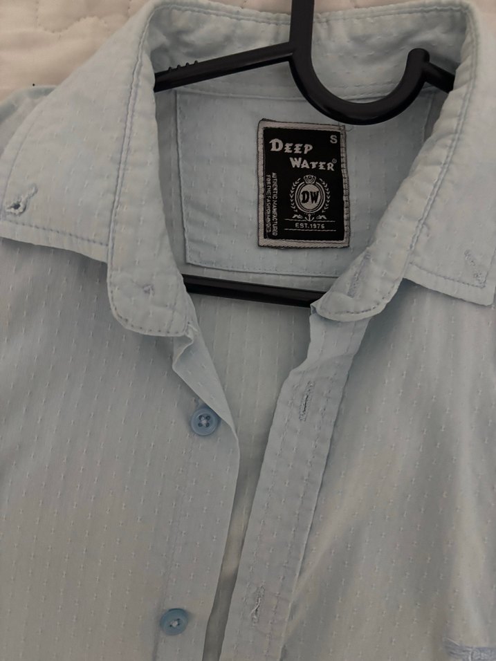 Buz mavi Erkek Keten Uzun Kollu Gömlek - Görsel 3