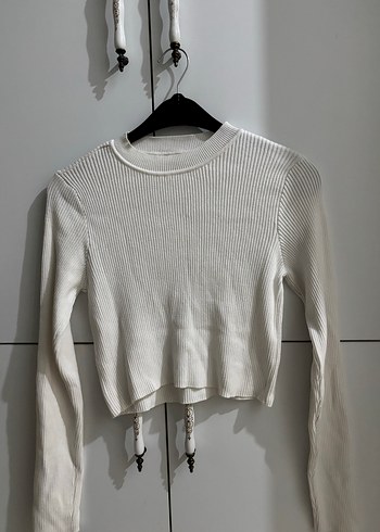 Kadın Beyaz İnce Triko Uzun Kollu Kazak - Görsel 2