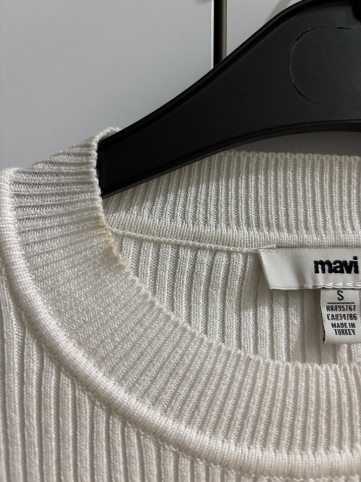 Kadın Beyaz İnce Triko Uzun Kollu Kazak - Görsel 4