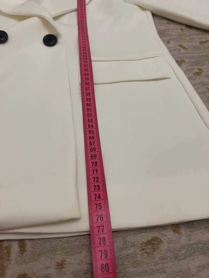 Düğmeli Beyaz Kadın Blazer Ceket - Görsel 2