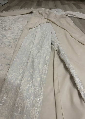 Uzun Kollu Beyaz Bohem Abiye Elbise - Görsel 2