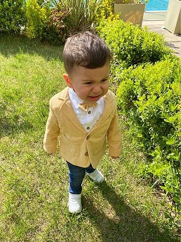24-36 Ay Beden altın Renk Bebek ceket takım elbise