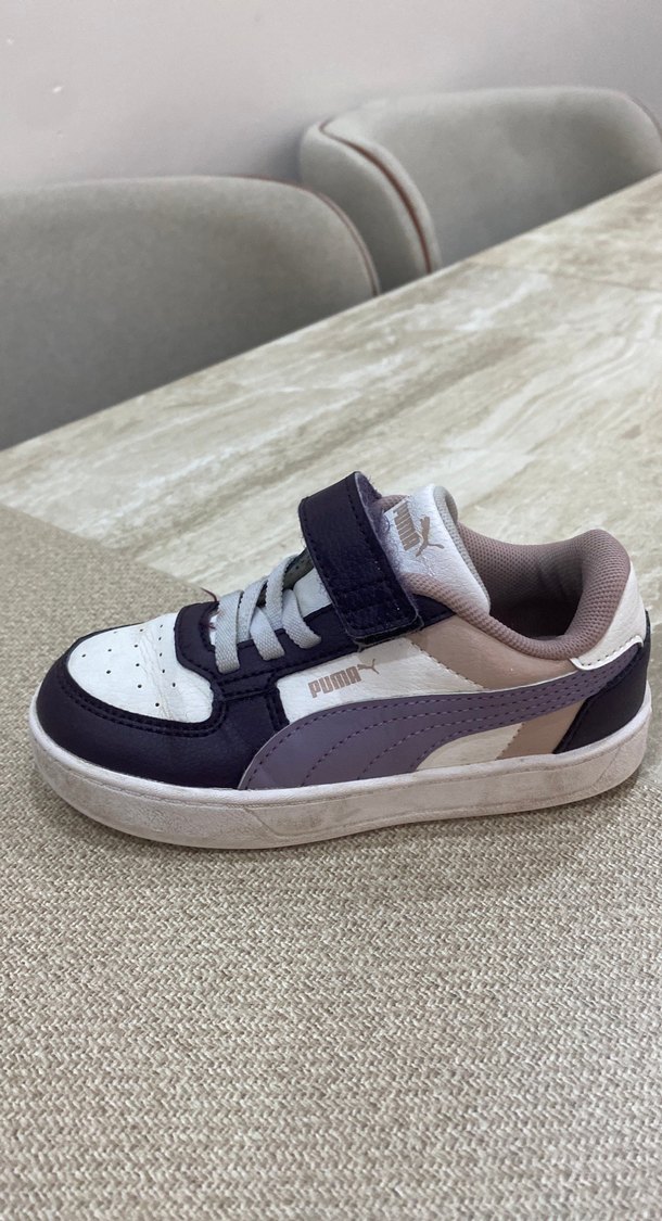 Unisex Çocuk Mor Gri Bağcıklı Cırtlı Spor Ayakkabı - Görsel 2