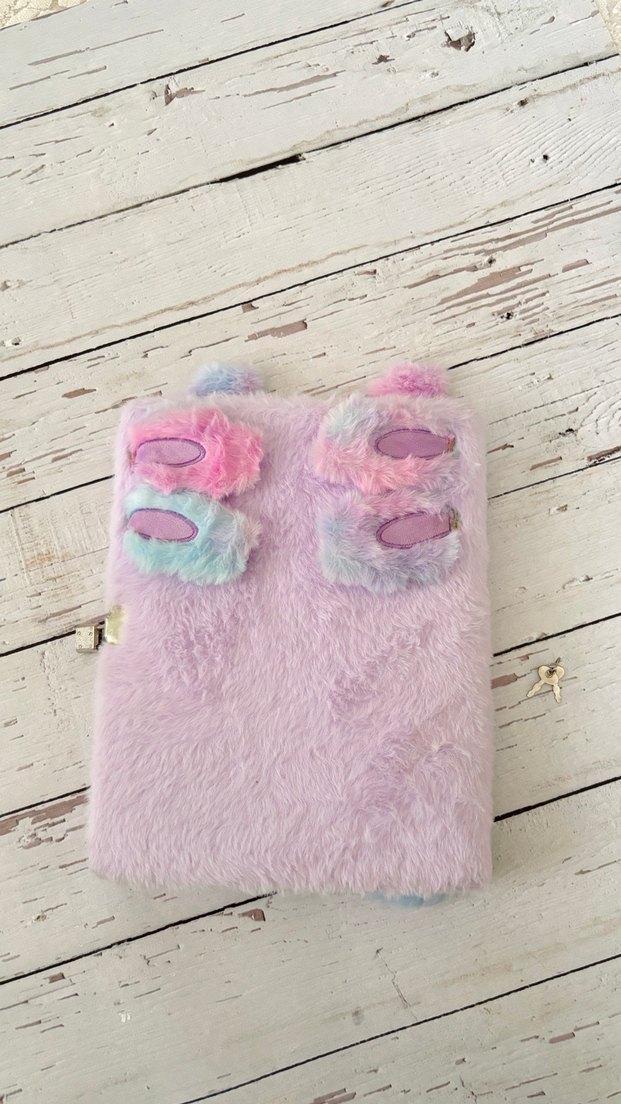 Pastel Mor Peluş kilitli ajanda - Görsel 2