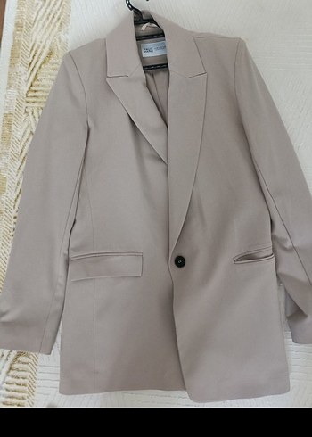 Düğmeli Bej Kadın Blazer Ceket - Görsel 2