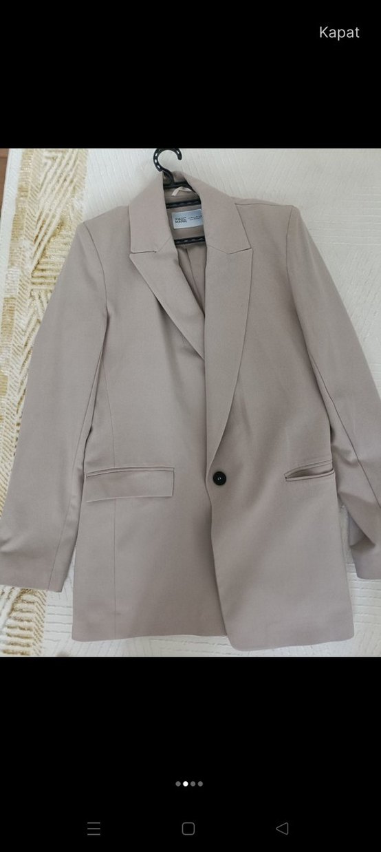 Düğmeli Bej Kadın Blazer Ceket - Görsel 2