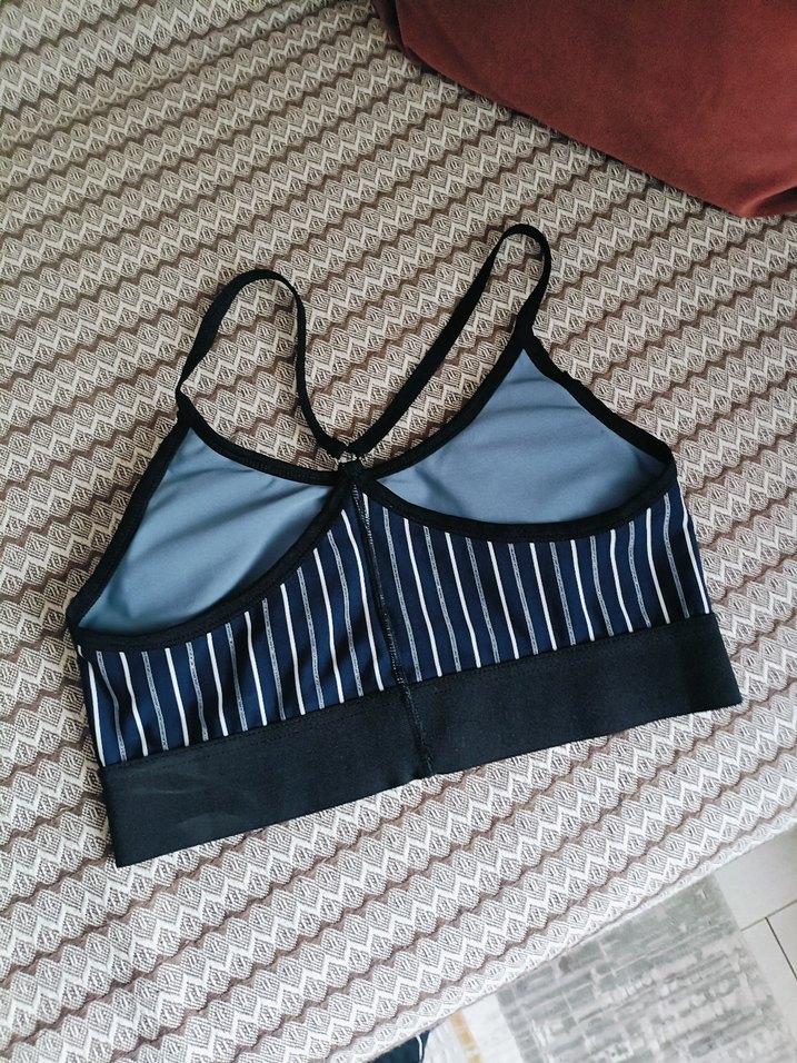 Çizgili Mavi Spor Sütyeni - Görsel 3