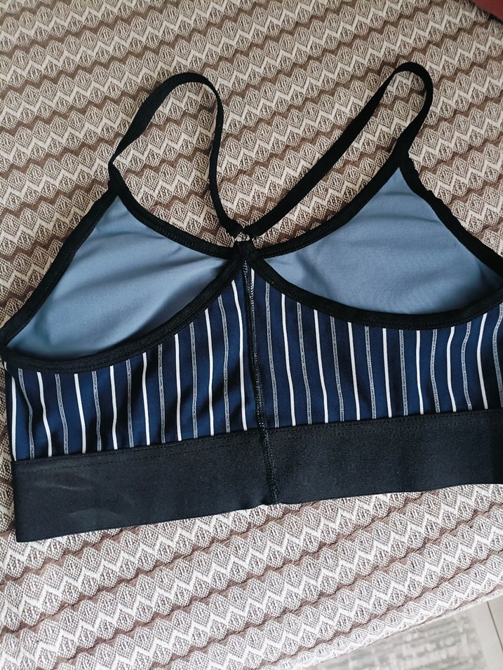 Çizgili Mavi Spor Sütyeni - Görsel 4