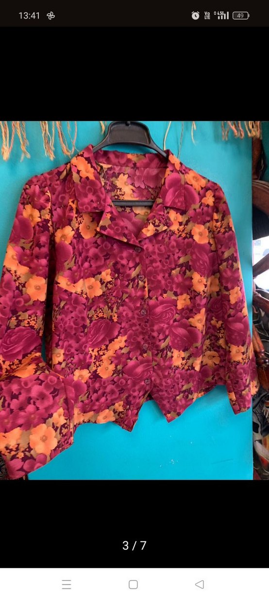 Bordo Çiçek Desenli Bohem Kadın Gömlek - Görsel 2