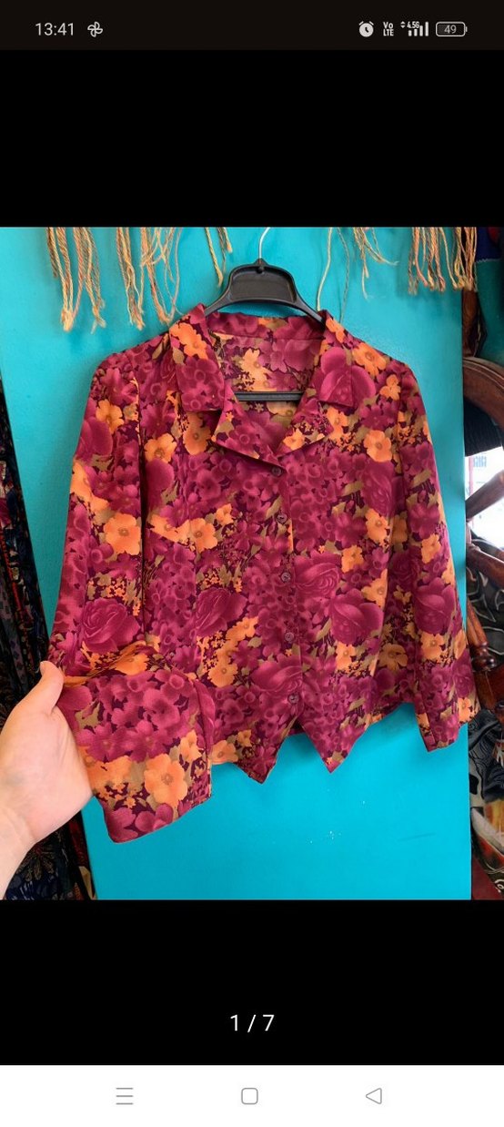 Bordo Çiçek Desenli Bohem Kadın Gömlek - Görsel 3