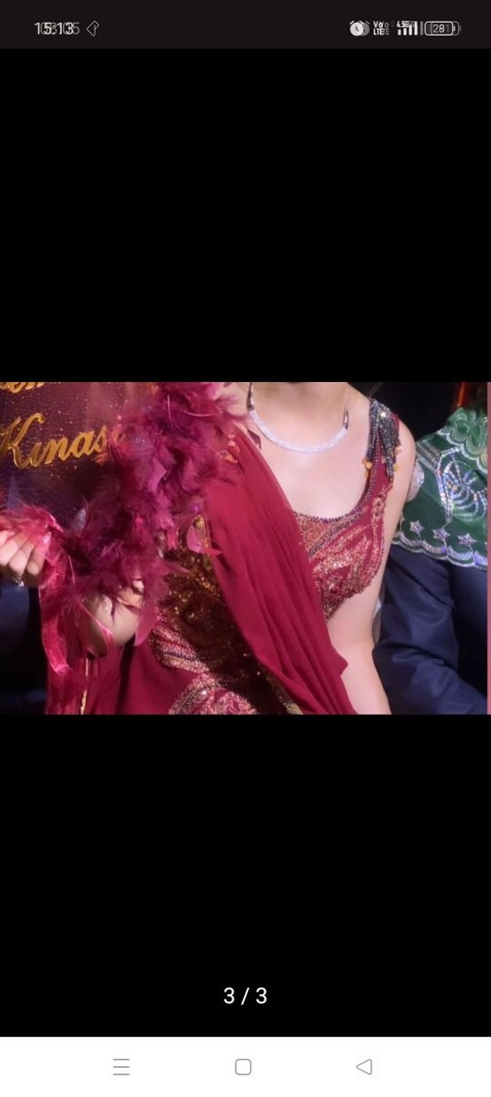 Bordo Drapeli Straplez Uzun Kadın Kına Elbisesi - Görsel 3