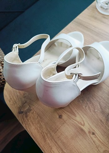 Beyaz Platform Topuklu Kadın Abiye Ayakkabı - Görsel 5