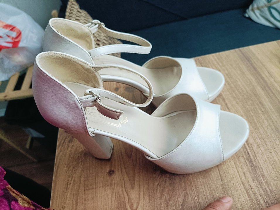 Beyaz Platform Topuklu Kadın Abiye Ayakkabı - Görsel 2