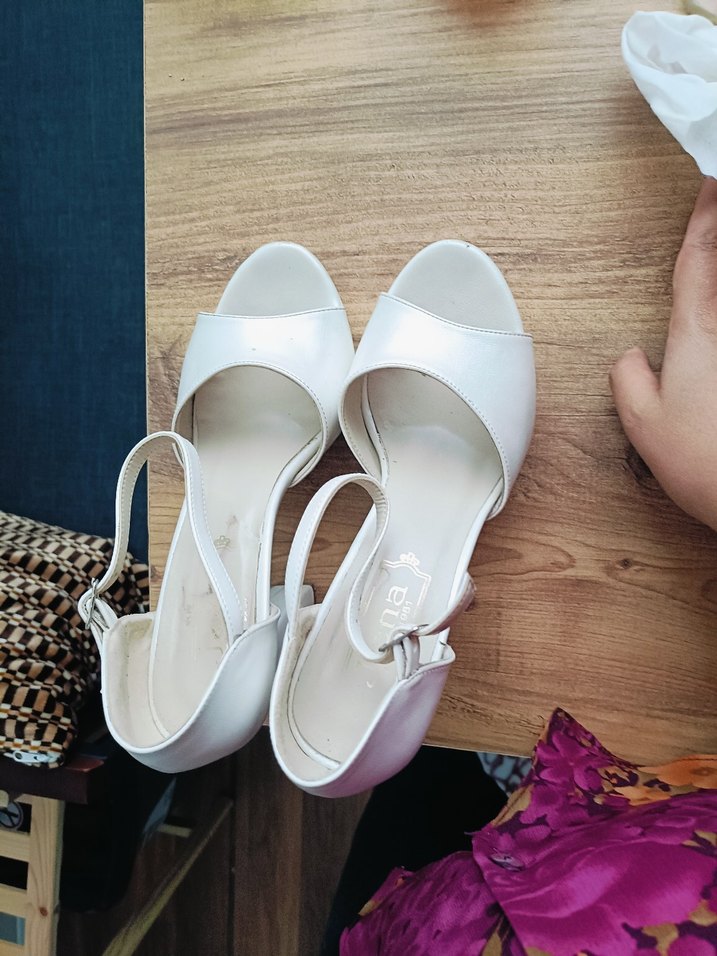 Beyaz Platform Topuklu Kadın Abiye Ayakkabı - Görsel 3