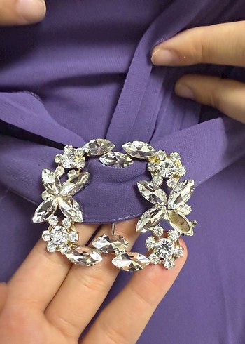 Mor Uzun Drapeli Tesettür Abiye Elbise - Görsel 3