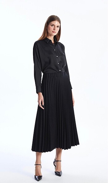 LC WAIKIKI CLASSIC  s-m beden siyah piliseli etek - Görsel 6