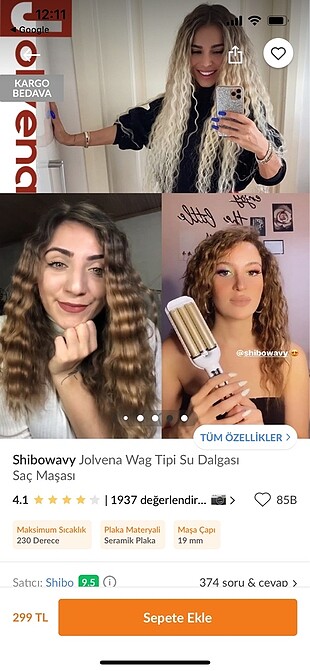  Beden Shibowavy Jolvena Wag Tipi su dalgası maşası