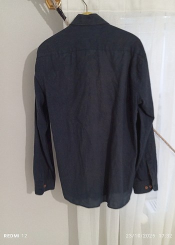 Erkek Gri Denim Uzun Kollu Gömlek - Görsel 3