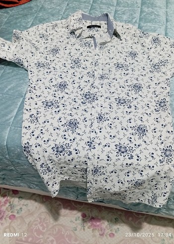 Gri Desenli Keten Erkek Gömlek - Görsel 2